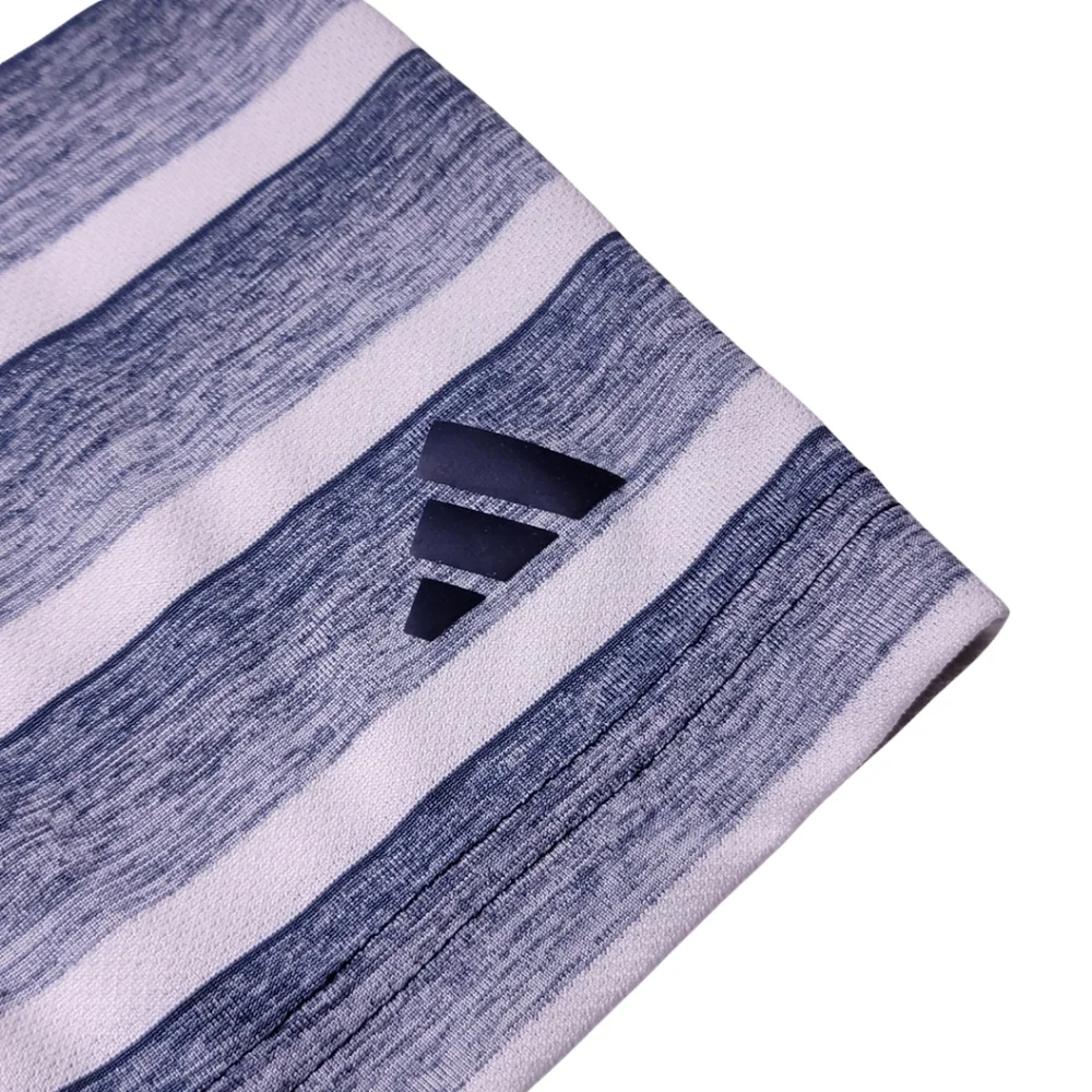 Adidas Collegiate Navy & White Striped Performance Golf Polo Shirt L